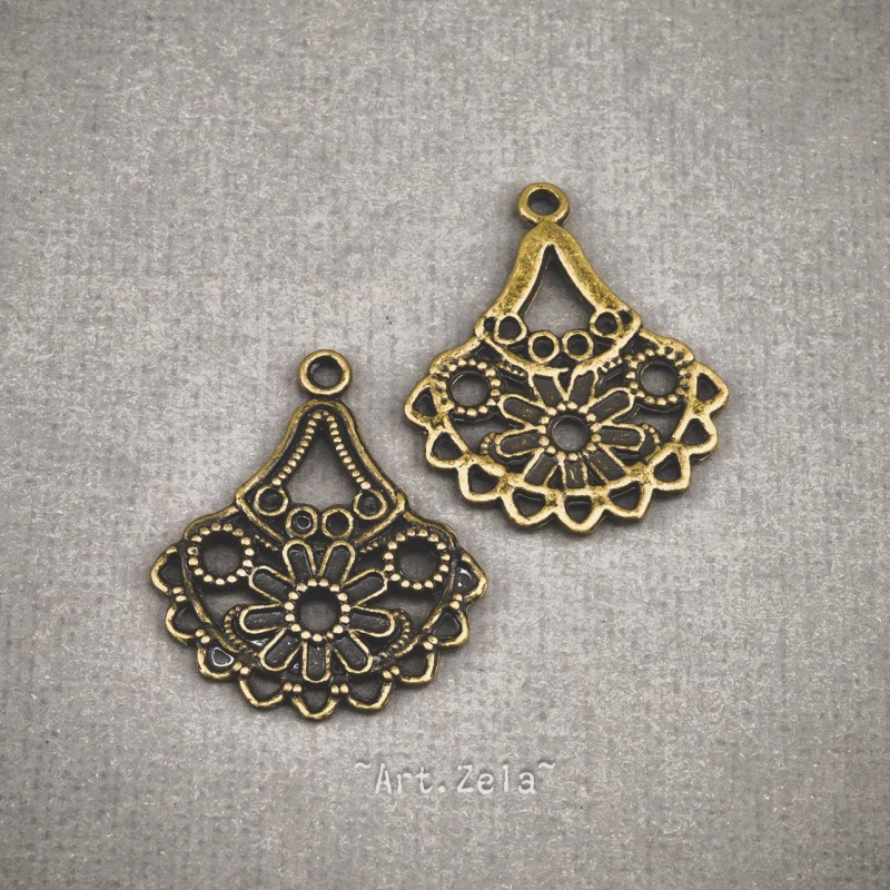 Connecteurs pour boucles d'oreilles 33mm X4 Métal ton bronze