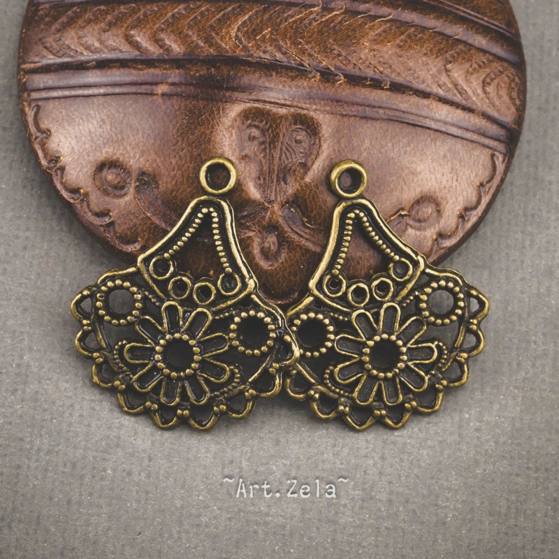 Connecteurs pour boucles d'oreilles 33mm X4 Métal ton bronze