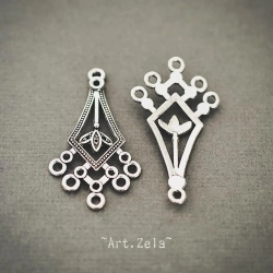 Connecteur esprit vintage 39mm X4 Pendentifs métal argenté vieilli