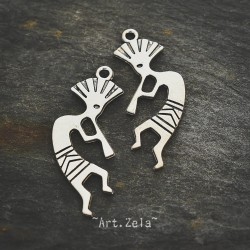 Pendentif Kokopelli 39mm X4 Métal argenté lumineux