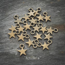 Petites étoiles 10mm X38 Breloques métal ton bronze