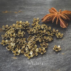 Petites coupelles fleurs 6mm X35 Métal ton bronze mat