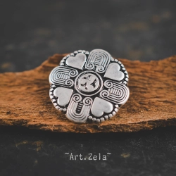 Bouton fleur rond 19mm X1 Bouton métal argenté vieilli