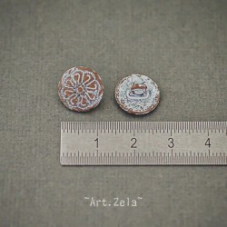 Bouton rond métal cuivré gravé 12mm X6 Boutons patine blanc gris