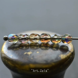 Facettes gris irisé 4mm X50 Perles verre tchèque transparent