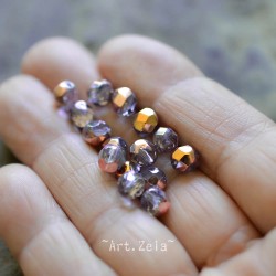 Facettes parme bronze 6mm X20 Perles verre tchèque premium