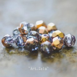 Facettes parme bronze 6mm X20 Perles verre tchèque premium