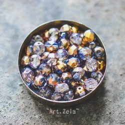 Facettes parme bronze 6mm X20 Perles verre tchèque premium