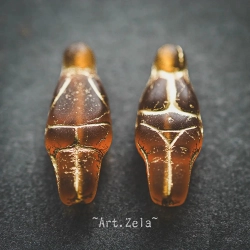 Déesse ambre bronze antique 25mm X1 Perle verre tchèque mat