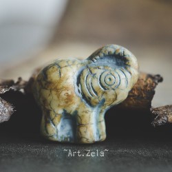 Eléphant Picasso ivoire bleu 21mm  X1  Perle verre tchèque premium