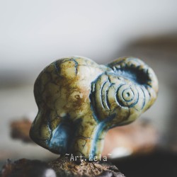 Eléphant Picasso ivoire bleu 21mm  X1  Perle verre tchèque premium