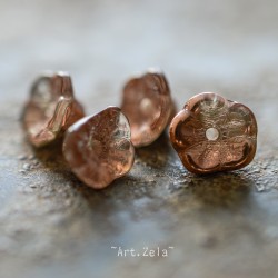 Clochettes gris clair cuivre rose 7x5mm X30 Perles verre tchèque