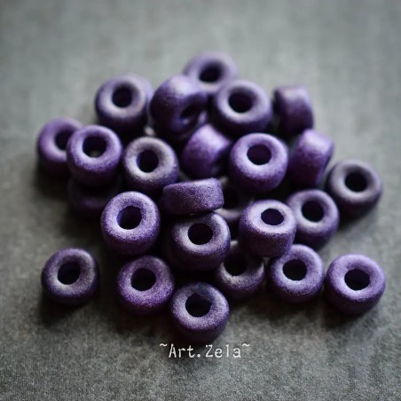 Rondelles violet foncé 6/7mm X20 Perles céramique grecque