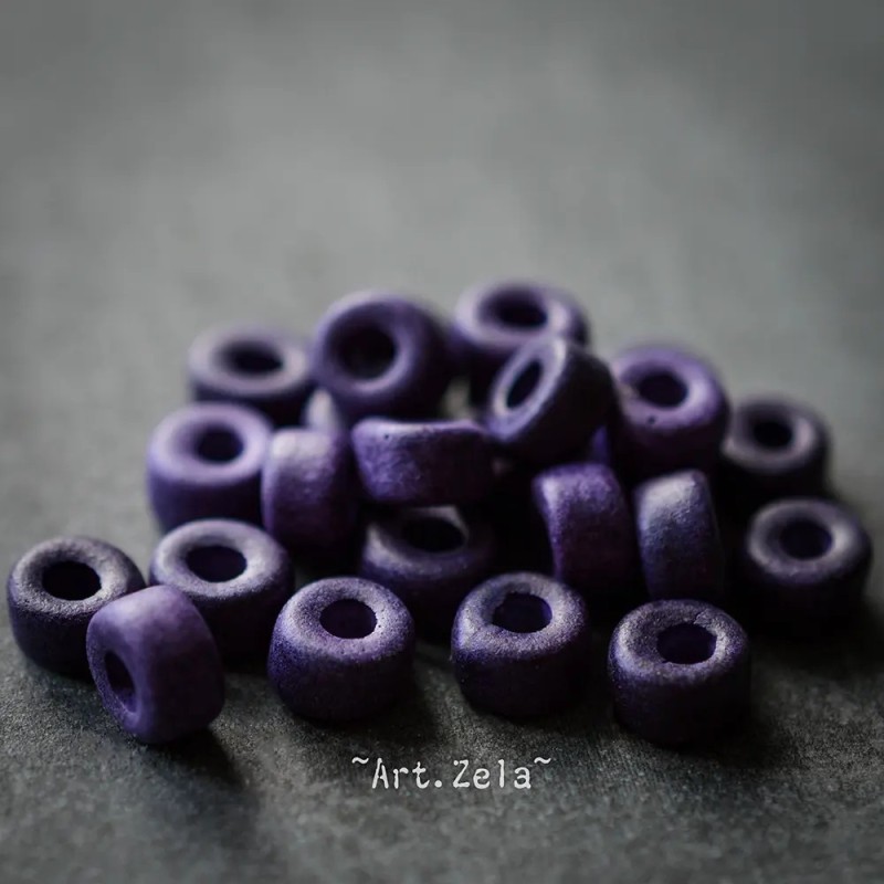 Rondelles violet foncé 6/7mm X20 Perles céramique grecque