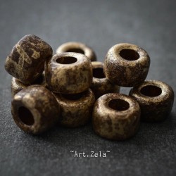 Rondelles chocolat doré 9mm X10 Perles céramique grecque