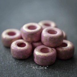 Rondelles rose doré 9mm X10 Perles artisanales céramique grecque