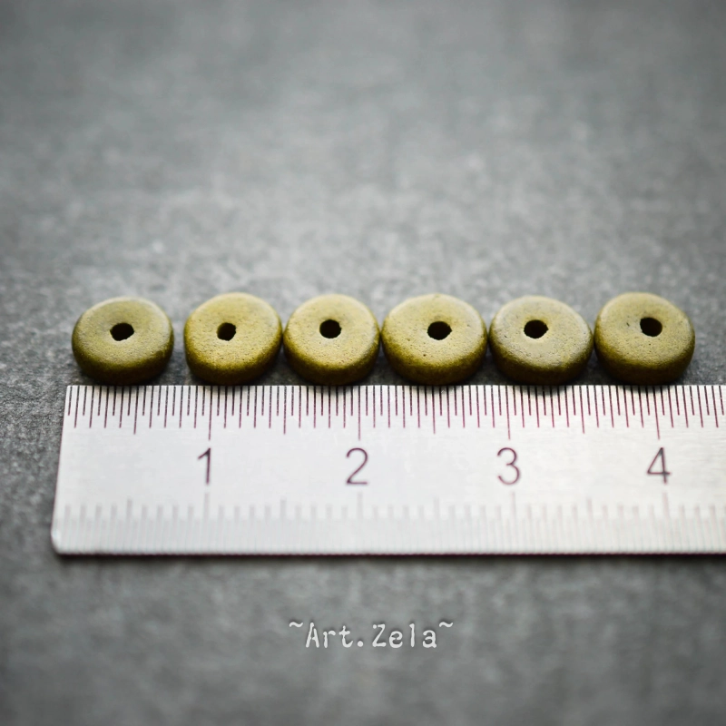 Perles intercalaires vert kaki 6mm X25 Perles céramique