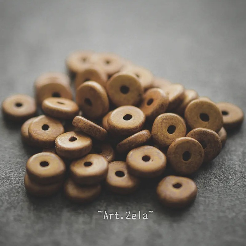 Perles intercalaires café 6mm X28 Perles artisanales céramique grecque