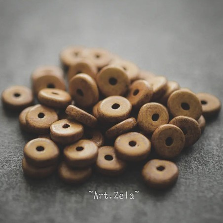 Perles intercalaires café 6mm X28 Perles artisanales céramique grecque