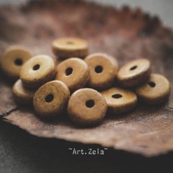 Perles intercalaires café 6mm X28 Perles artisanales céramique grecque