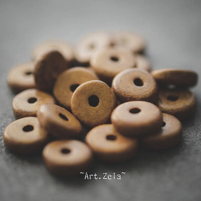 Perles intercalaires café 6mm X28 Perles artisanales céramique grecque