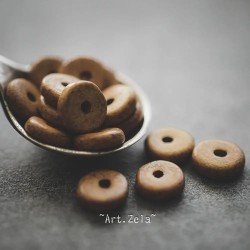 Perles intercalaires café 6mm X28 Perles artisanales céramique grecque