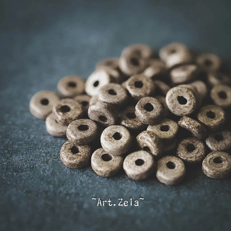 Mini-perles intercalaires marron glacé 5mm X30 Perles céramique grecque