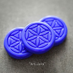 Fleur bleu indigo 19mm X2 Perles focales verre tchèque opaque