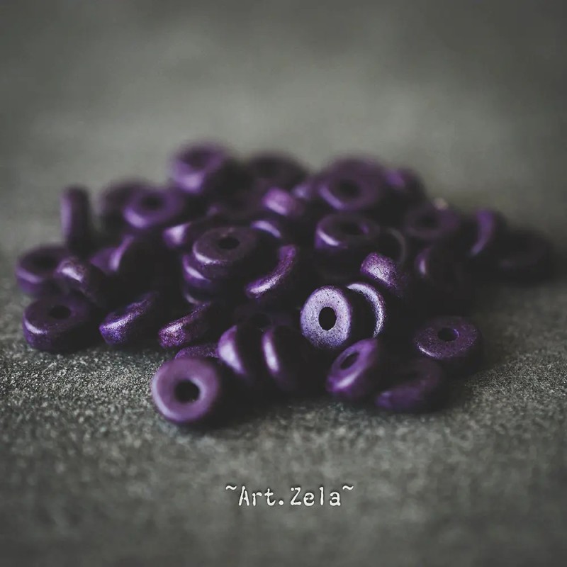 Mini-perles intercalaires violet foncé 5mm X30 Perles céramique grecque