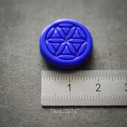 Fleur de vie bleu indigo 19mm X2 Perles focales verre tchèque opaque