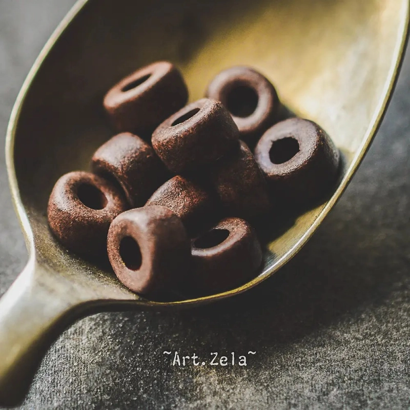 Rondelles chocolat mat 6/7mm X20 Perles céramique grecque