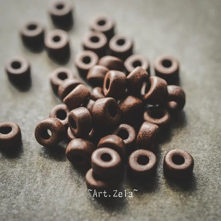 Rondelles chocolat mat 6/7mm X20 Perles céramique grecque