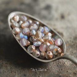 Facettes mélange irisé rose poudré 4mm X50 Perles verre tchèque