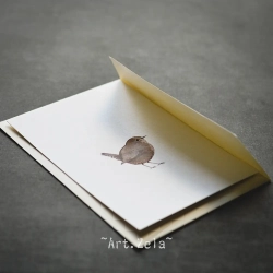 Carte postale aquarelle "troglodyte mignon"  - Papier 100% recyclé