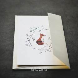 Carte postale aquarelle petit renard - Papier recyclé premium