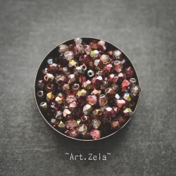 Facettes mix lie-de-vin bronze 4mm X40 Perles verre tchèque métallisé