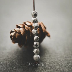 Facettes texturées argenté métallisé 3 à 4mm X40 Perles verre tchèque