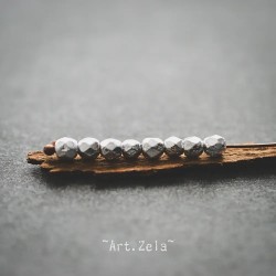 Facettes texturées argenté métallisé 3 à 4mm X40 Perles verre tchèque