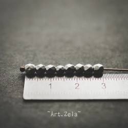 Facettes texturées argenté métallisé 3 à 4mm X40 Perles verre tchèque