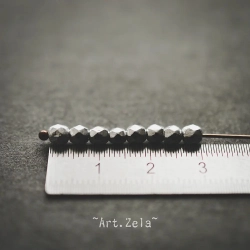 Facettes texturées argenté métallisé 3 à 4mm X40 Perles verre tchèque