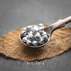 Facettes texturées argenté métallisé 3 à 4mm X40 Perles verre tchèque