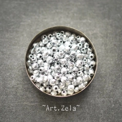 Facettes texturées argenté métallisé 3 à 4mm X40 Perles verre tchèque
