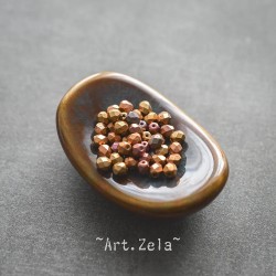 Perles facettes pourpre iris doré 4mm X40 Perles verre tchèque mat