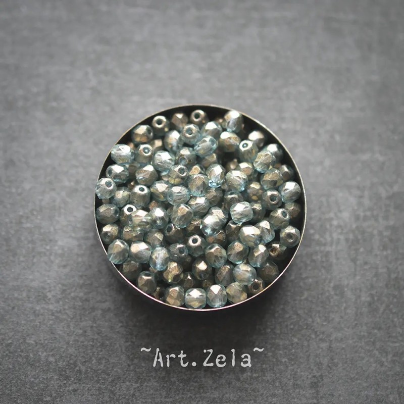 Perles facettes bleu sarcelle 4mm X40 Perles verre tchèque lustré