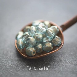 Perles facettes bleu sarcelle 4mm X40 Perles verre tchèque lustré