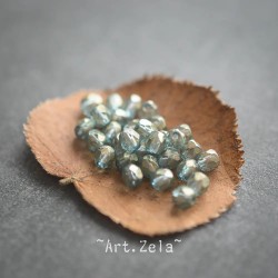 Perles facettes bleu sarcelle 4mm X40 Perles verre tchèque lustré