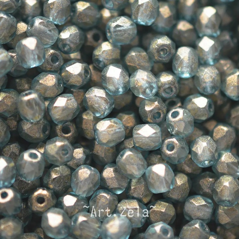 Perles facettes bleu sarcelle 4mm X40 Perles verre tchèque lustré