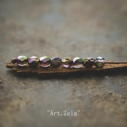 Perles facettes vert pourpre 4mm X40 Perles verre tchèque brillant