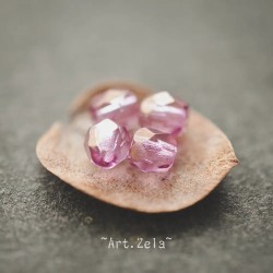 Perles facettes lilas 4mm X40 Perles verre tchèque lustré