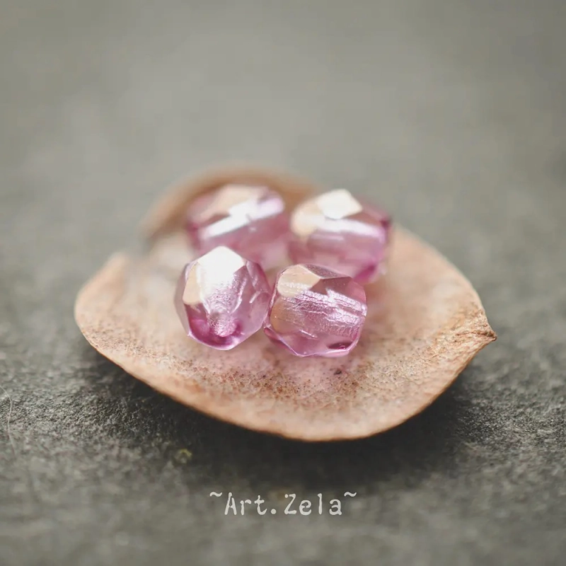 Perles facettes lilas 4mm X40 Perles verre tchèque lustré